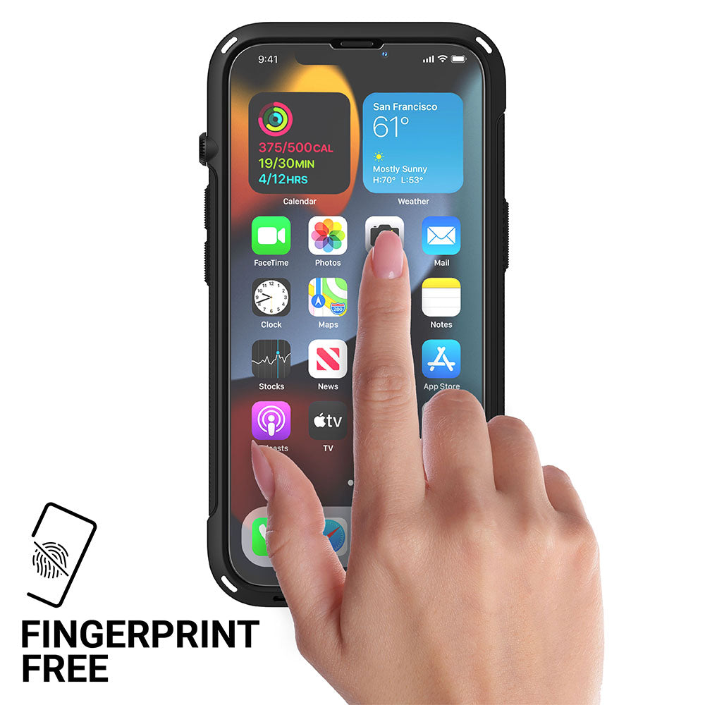 Catalyst Add a Tempered Glass Screen Protector finger touching the screen text reads fingerprint free