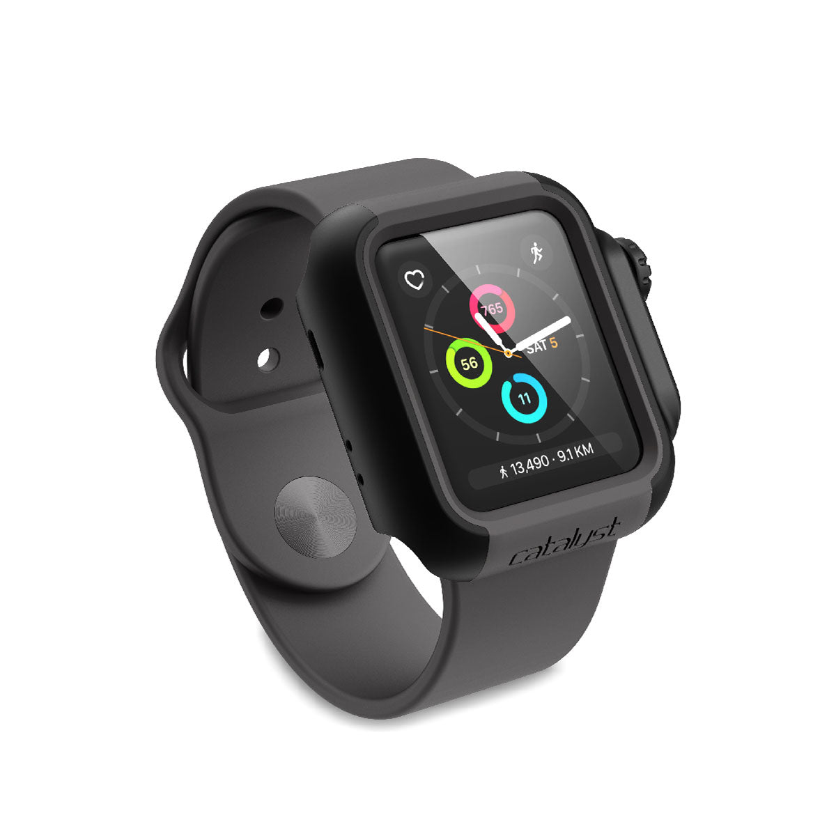 catalyst apple watch series 3 2 38mm impact protection case side view of the impact protection case black and space gray