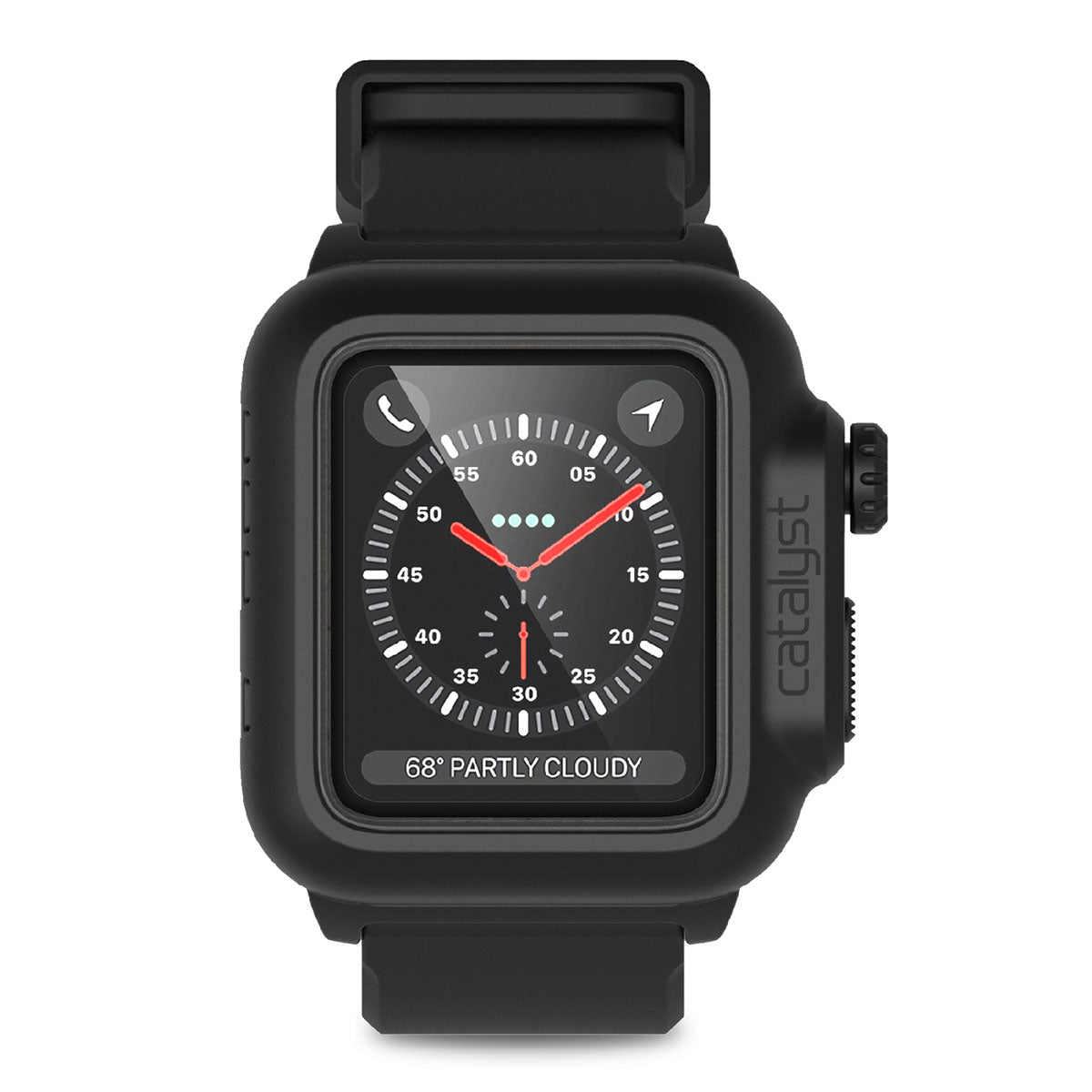 catalyst apple watch series 3 42mm waterproof case band showing the front view of the catalyst waterproof case for apple watch