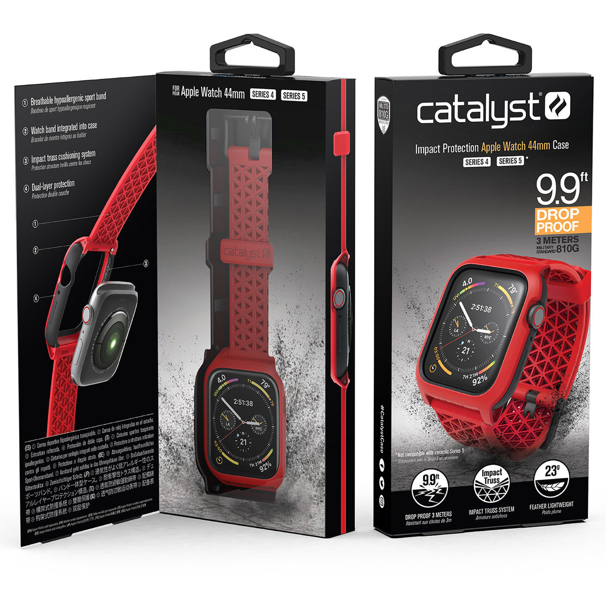 catalyst apple watch series 6 5 4 se gen 21 44mm 40mm impact protection case sport band flame red packaging