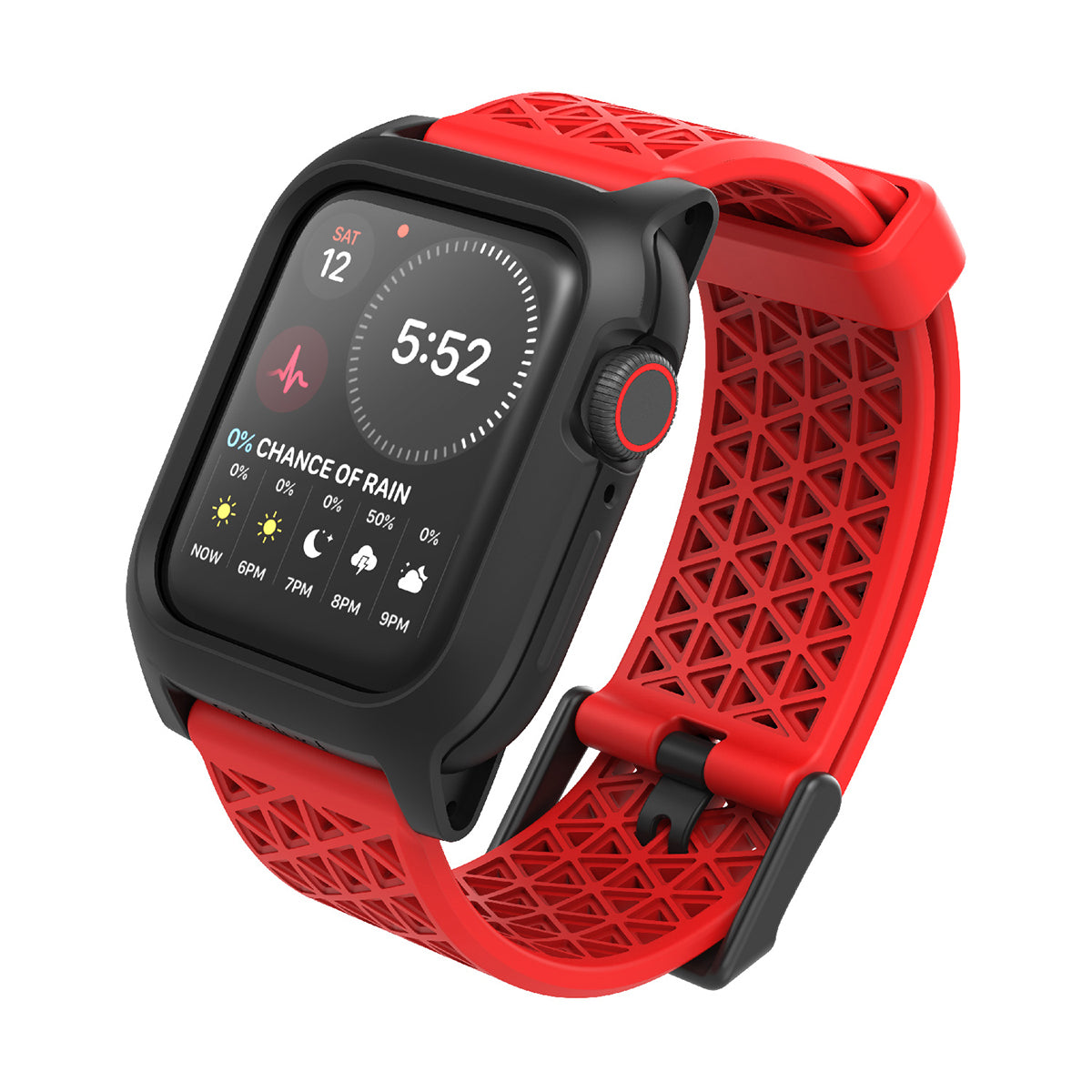 catalyst apple watch series 9 8 7 6 5 4 SE Gen 2 1 38 40 41mm sport band buckle edition apple watch with impact protection case and flame red sport band