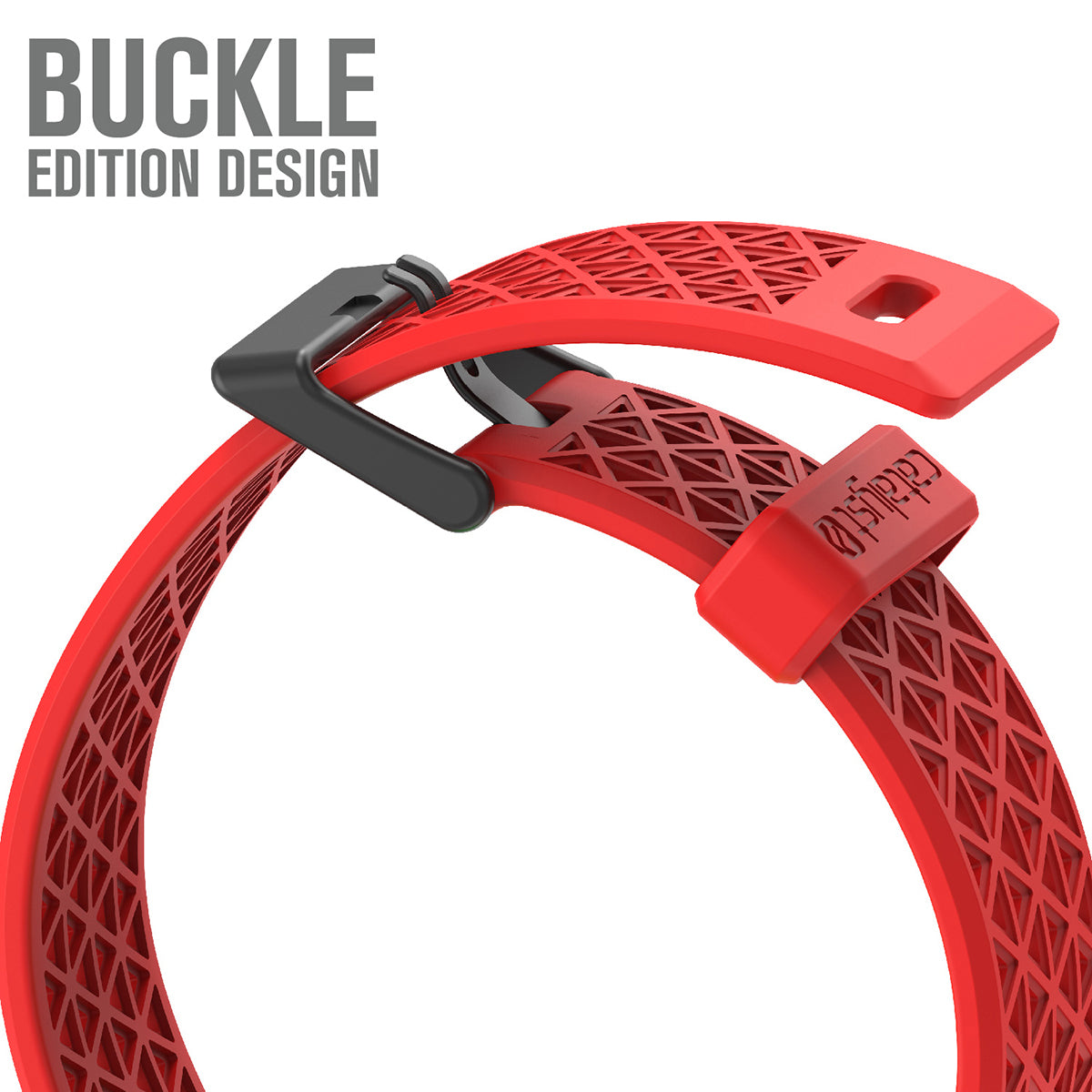 catalyst apple watch series 9 8 7 6 5 4 SE Gen 2 1 38 40 41mm sport band buckle edition showing the buckle edition design flame red text reads buckle edition design