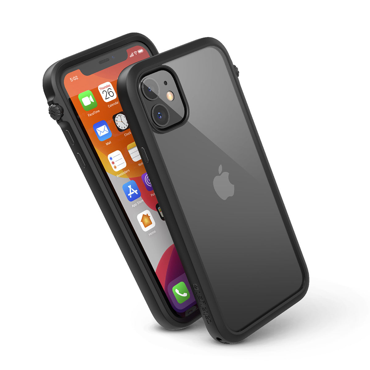 catalyst iPhone 11 series impact protection case black showing side views and buttons of the case