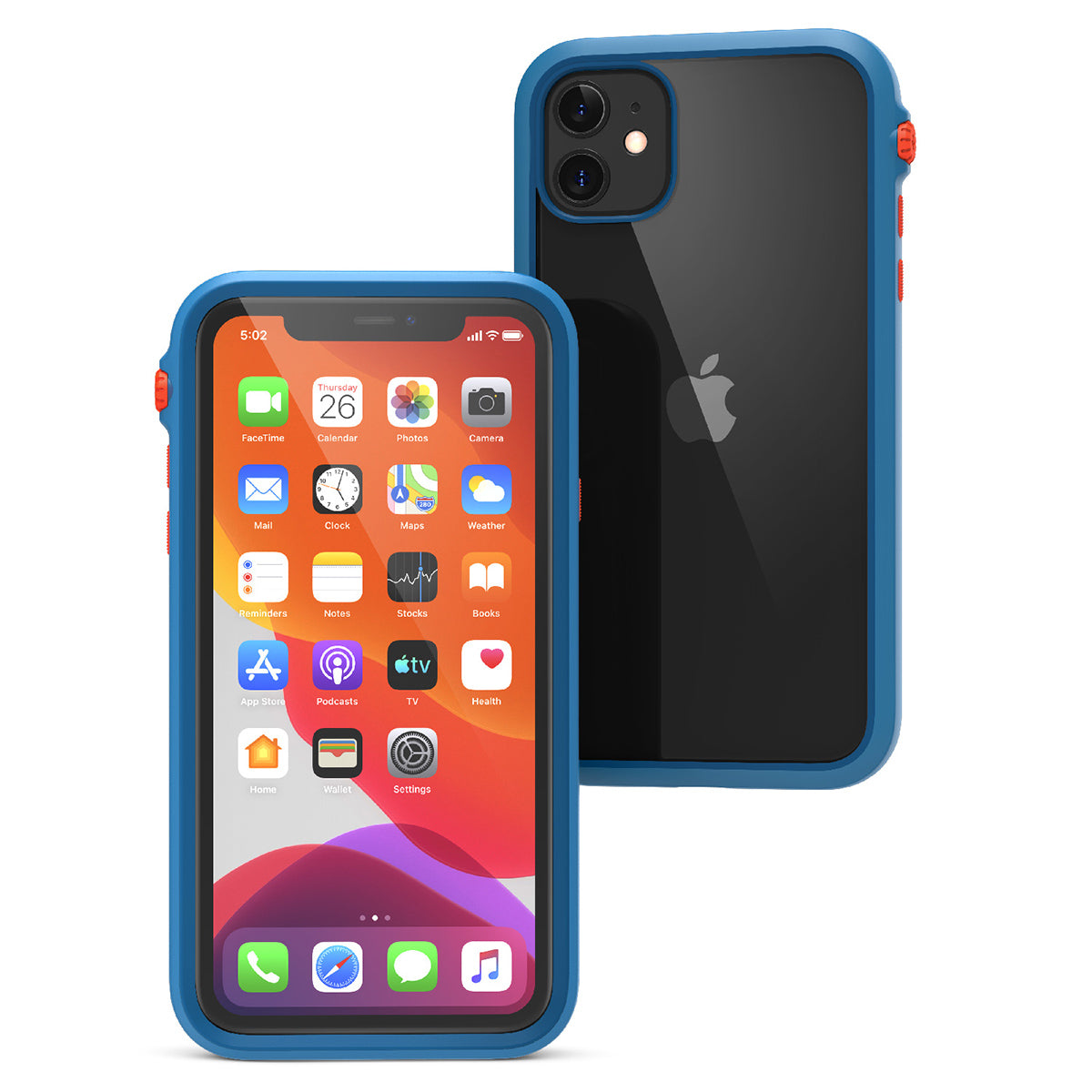catalyst iPhone 11 series impact protection case blueridge sunset for iPhone 11 front and back view