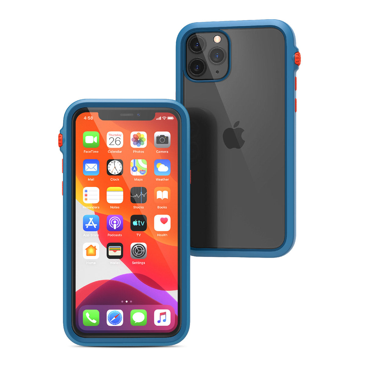 catalyst iPhone 11 series impact protection case blueridge sunset for iPhone 11 pro front and back view