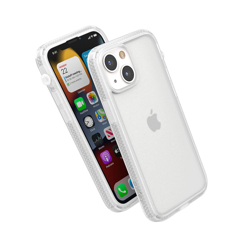 Catalyst iphone 13 series influence case in iphone 13 mini clear side front and back view of the case 