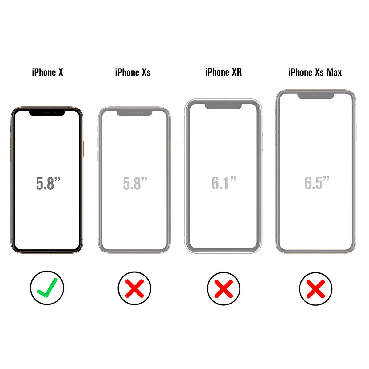 Catalyst iphone x/xr/xs/xs max waterproof case x showing the case actual size in stealth black text reads iphone x iphone xs iphone xr iphone xs max