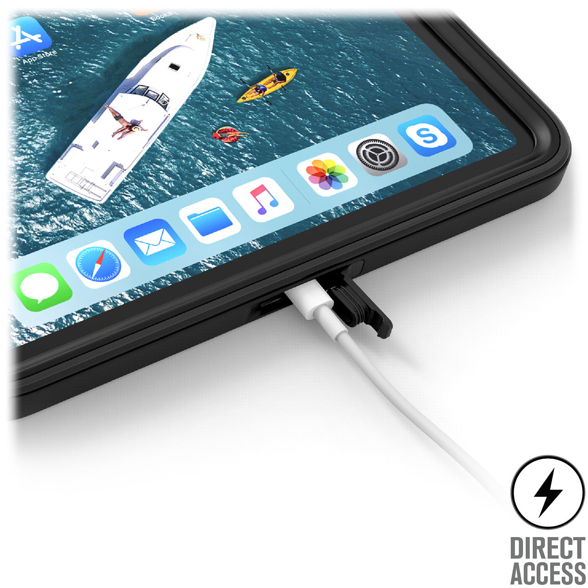 Catalyst waterproof case for ipad pro gen 3 12.9in black charging port Text reads direct access 