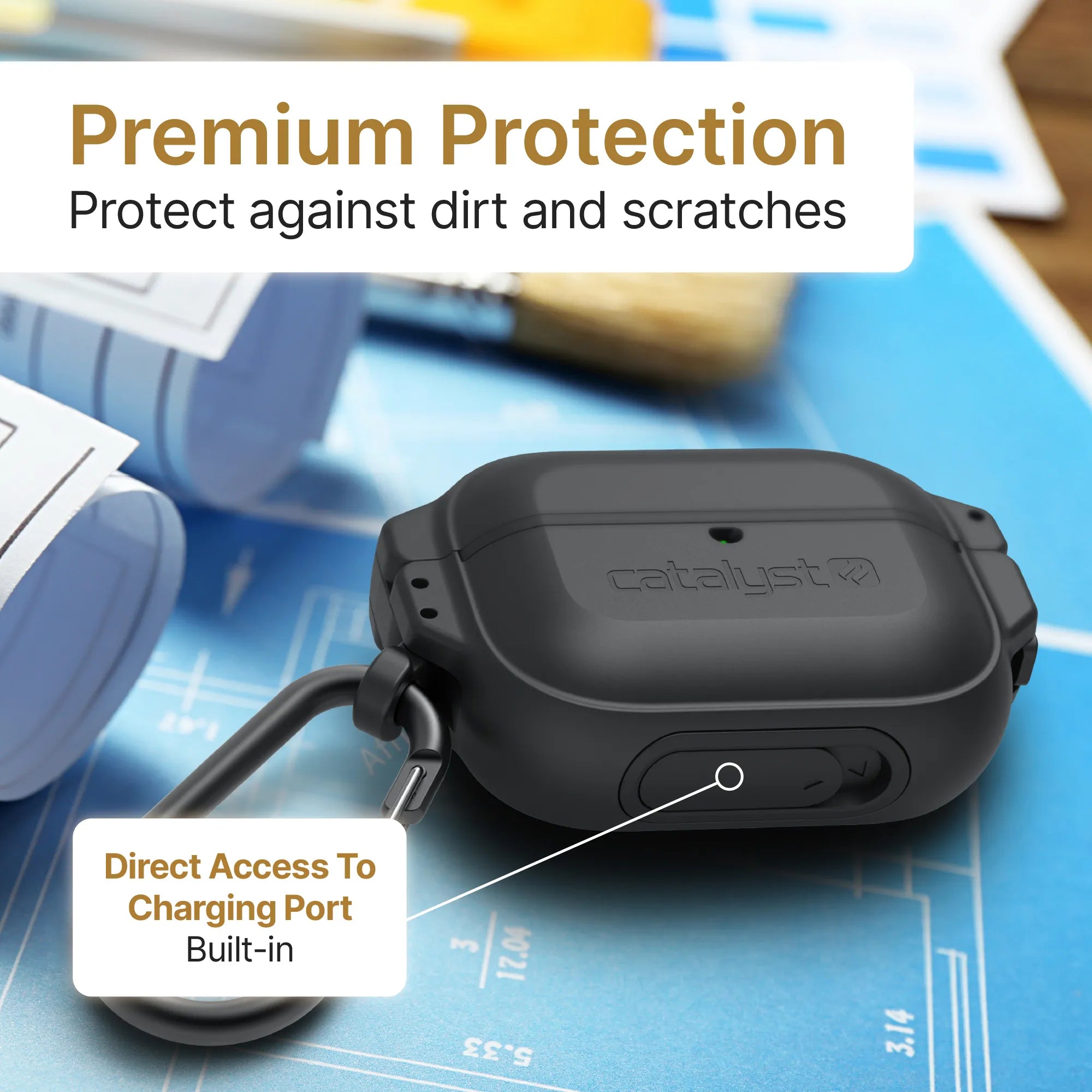 AirPods Pro (Gen 2/1) - 100M Waterproof Total Protection Case + Carabiner
