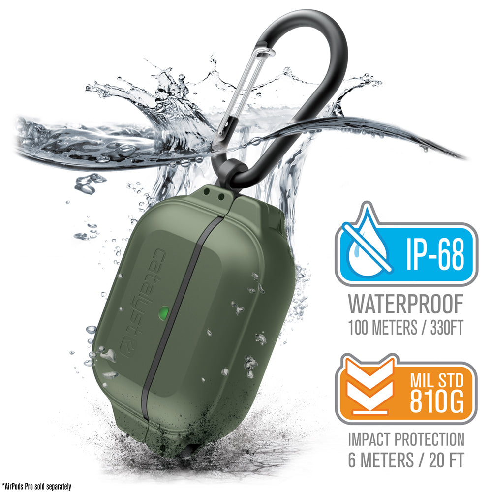 AirPods Pro (Gen 2/1) - 100M Waterproof Total Protection Case + Carabiner