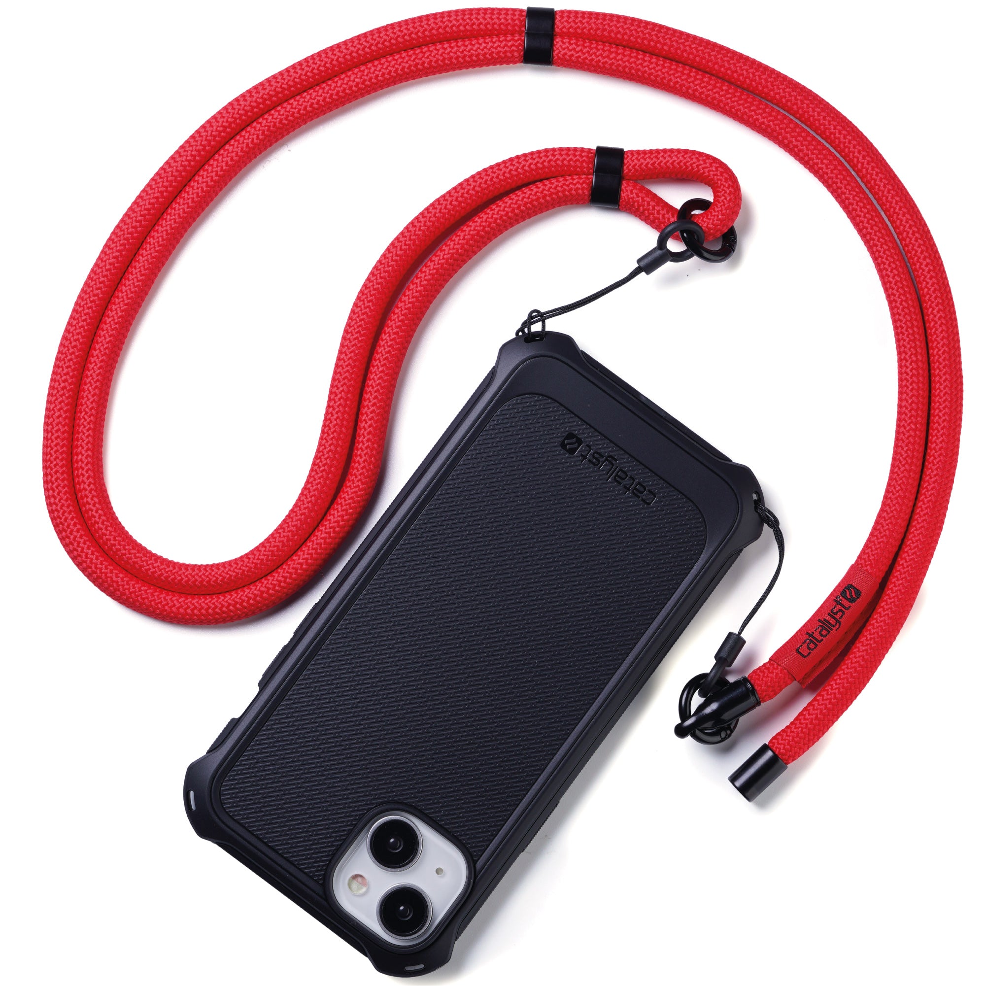 CATNECKLANRED-FBA | Catalyst-Crossbody-Shoulder-Strap-attached-to-Crux-Case-for-iPhone-Hero-Listing-Flame-Red