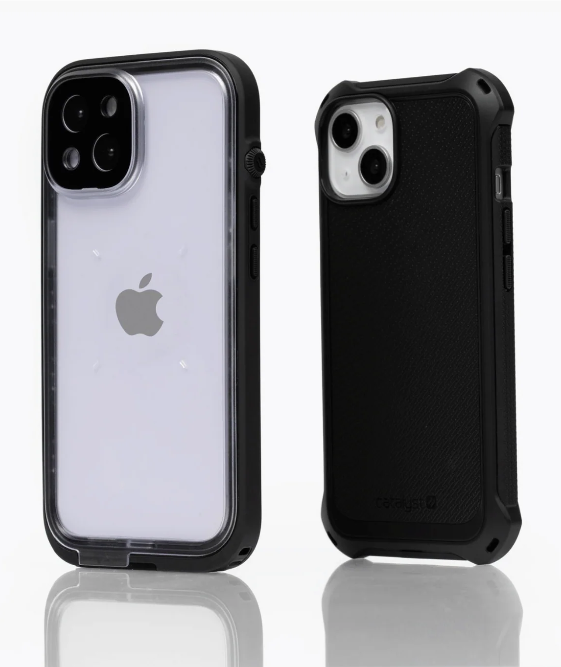 Two iPhone 14 Standing in iPhone 14 Waterproof Case and iPhone 14 Magsafe Case