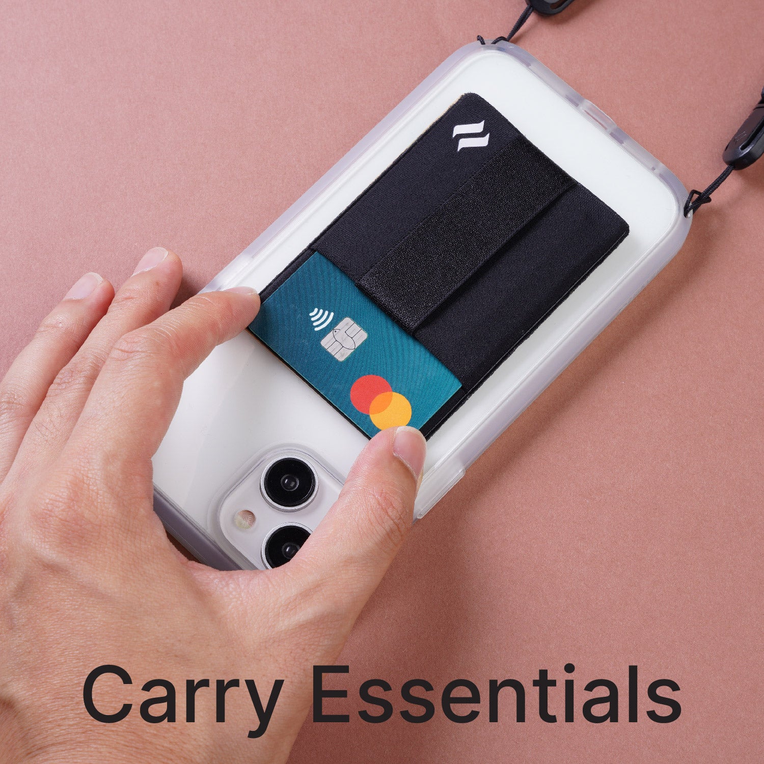 Catalyst stick on wallet and shoulder strap bundle stuck on a phone case