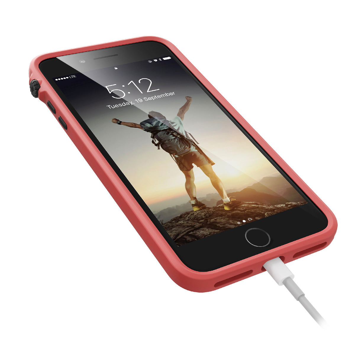 Catalyst Impact Protection Case for iPhone 8 Plus and 7 Plus showing the case with lightning cable