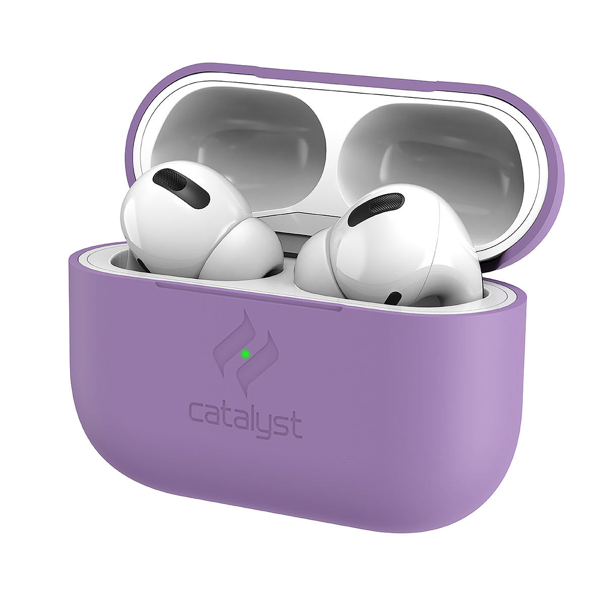 Catalyst airpods pro gen 2/1 slim case showing a closer look of front view of the case in lilac colorway