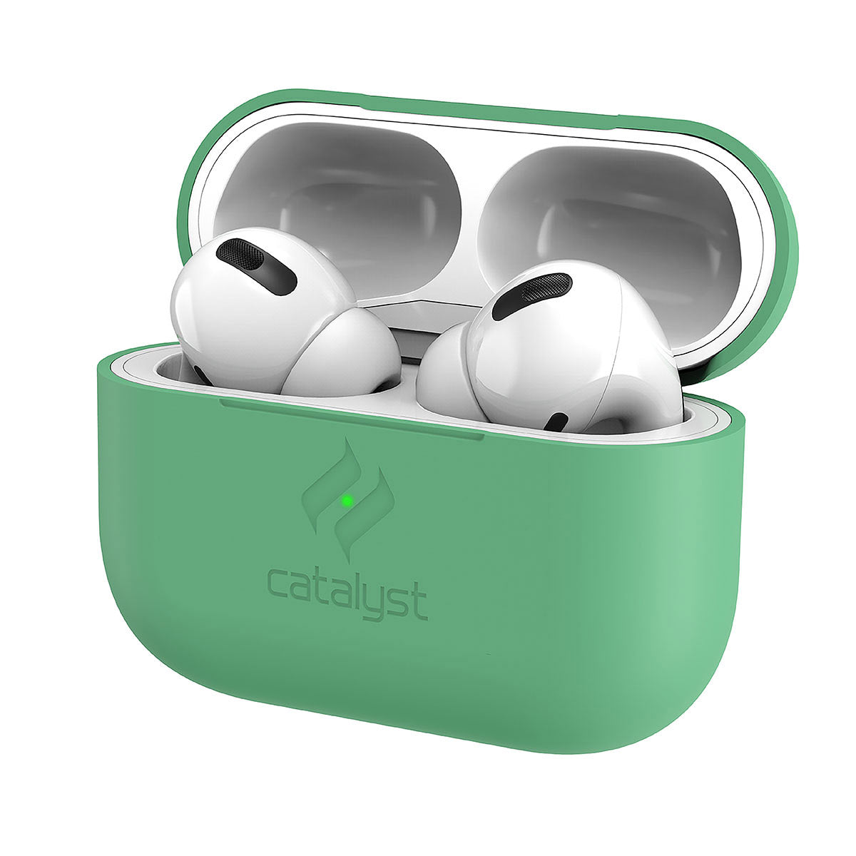 Catalyst airpods pro gen 2/1 slim case showing a closer look of front view of the case in mint green colorway