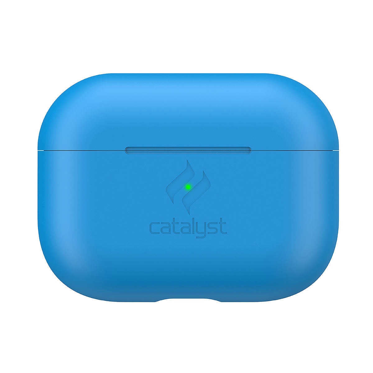 Catalyst airpods pro gen 2/1 slim case showing front view of the case in neon blue colorway