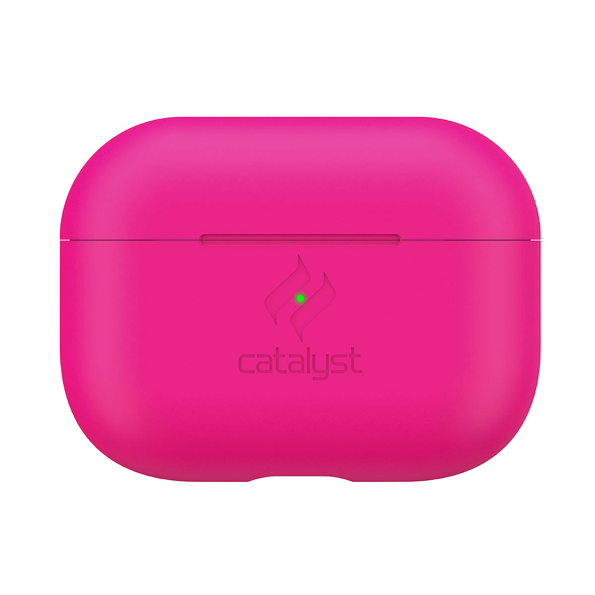 Catalyst airpods pro gen 2/1 slim case showing front view of the case in neon pink colorway