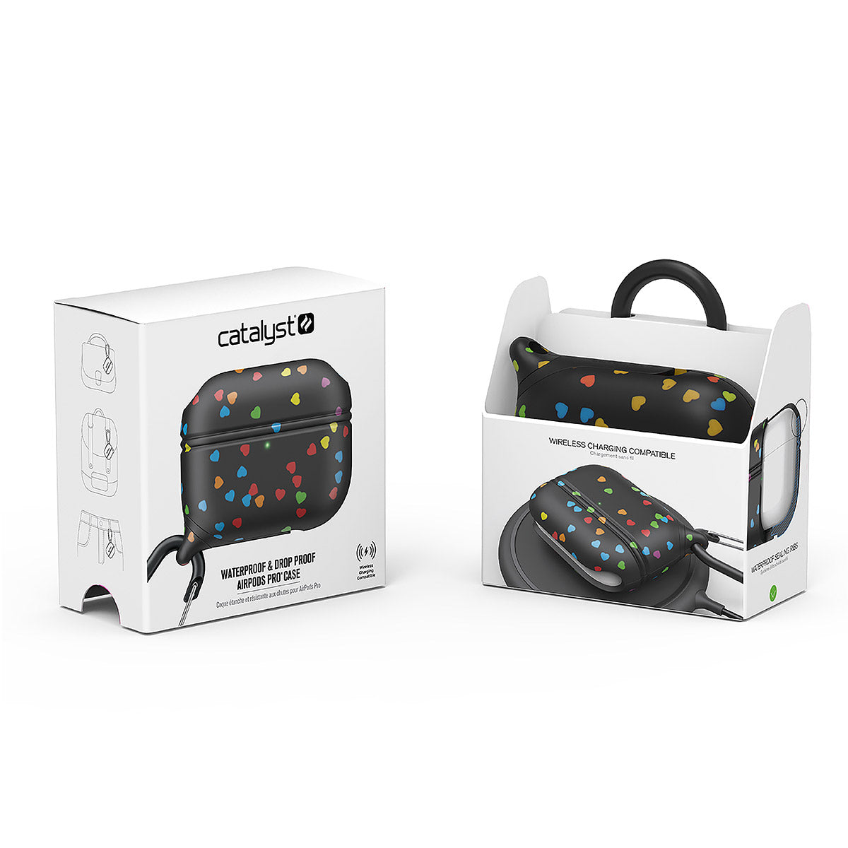 catalyst airpods pro gen 2 1 waterproof case carabiner special edition black with hearts packaging