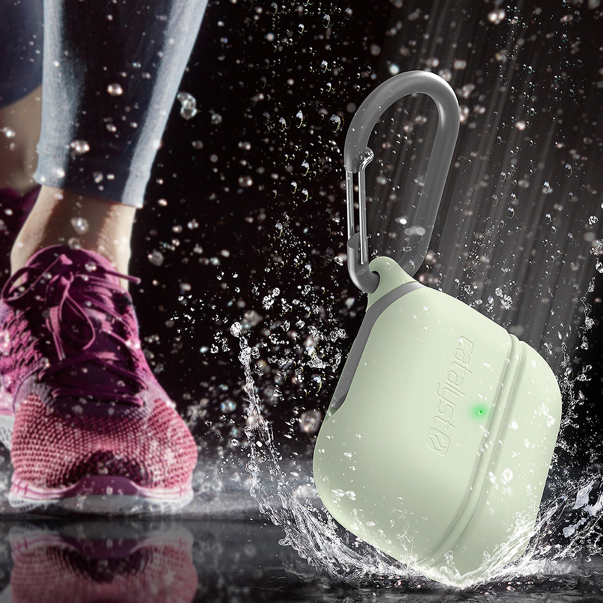catalyst airpods pro gen 2 1 waterproof case carabiner special edition glow in the dark dropped and splashes of water running shoes
