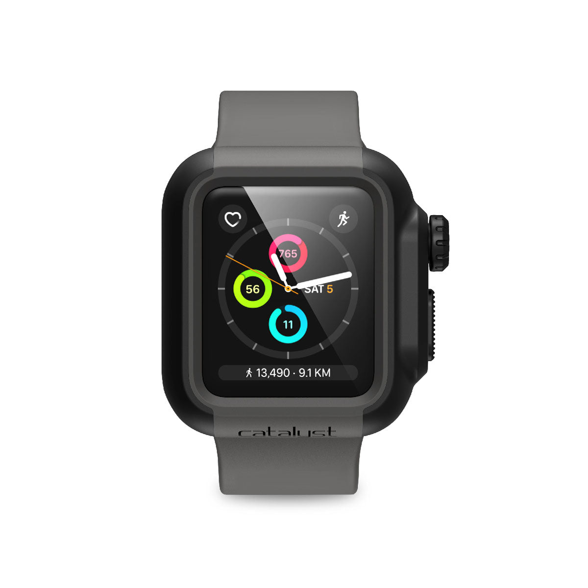 catalyst apple watch series 3 2 38mm impact protection case front view black and space gray impact protection