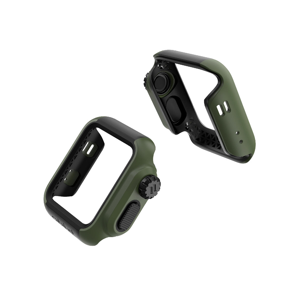 catalyst apple watch series 3 2 38mm impact protection case views of all the sides of the impact protection case army green