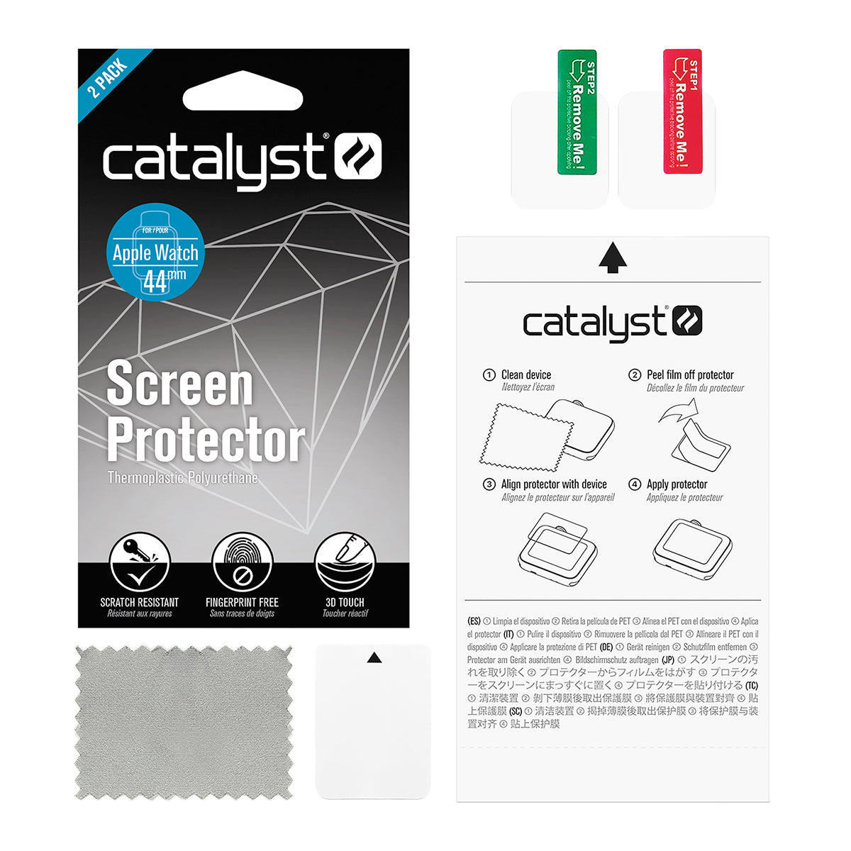 catalyst apple watch series 6 5 4 se gen 2 1 40mm 44mm waterproof case band packaging of the screen protector for apple watch microfiber cloth user manual screen protector