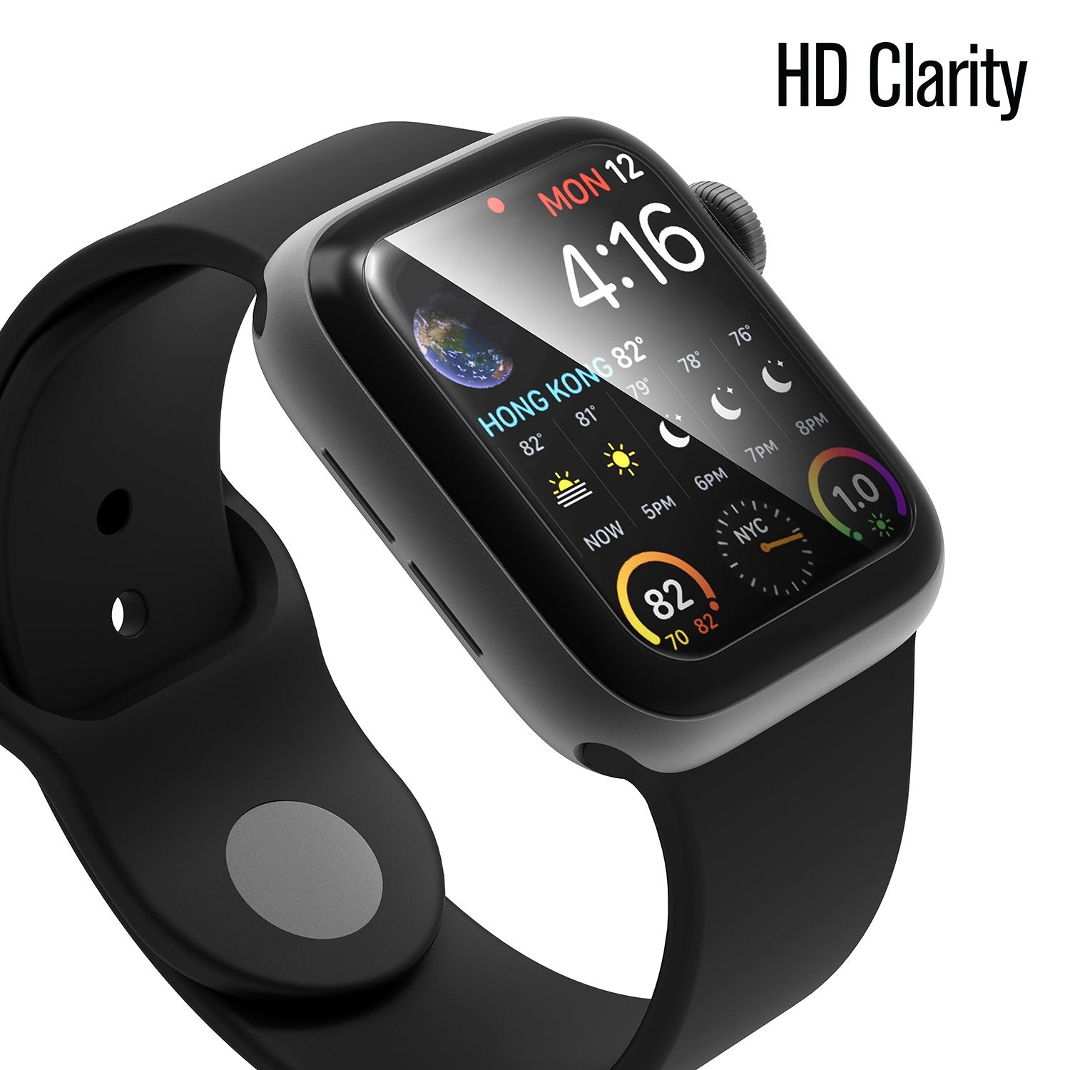 catalyst apple watch series 6 5 4 se gen 2 1 40mm screen protector 2 pack apple watch with black band text reads hd clarity