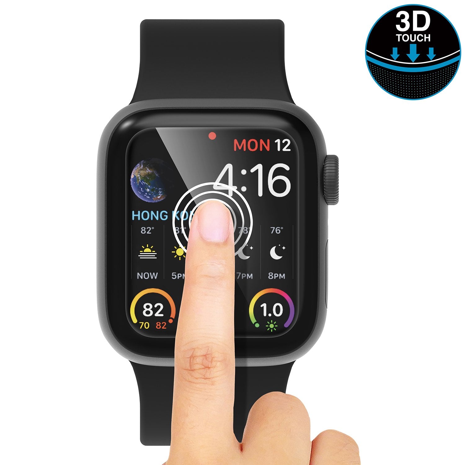 catalyst apple watch series 6 5 4 se gen 2 1 40mm screen protector 2 pack finger touching the apple watch screen text reads 3d touch