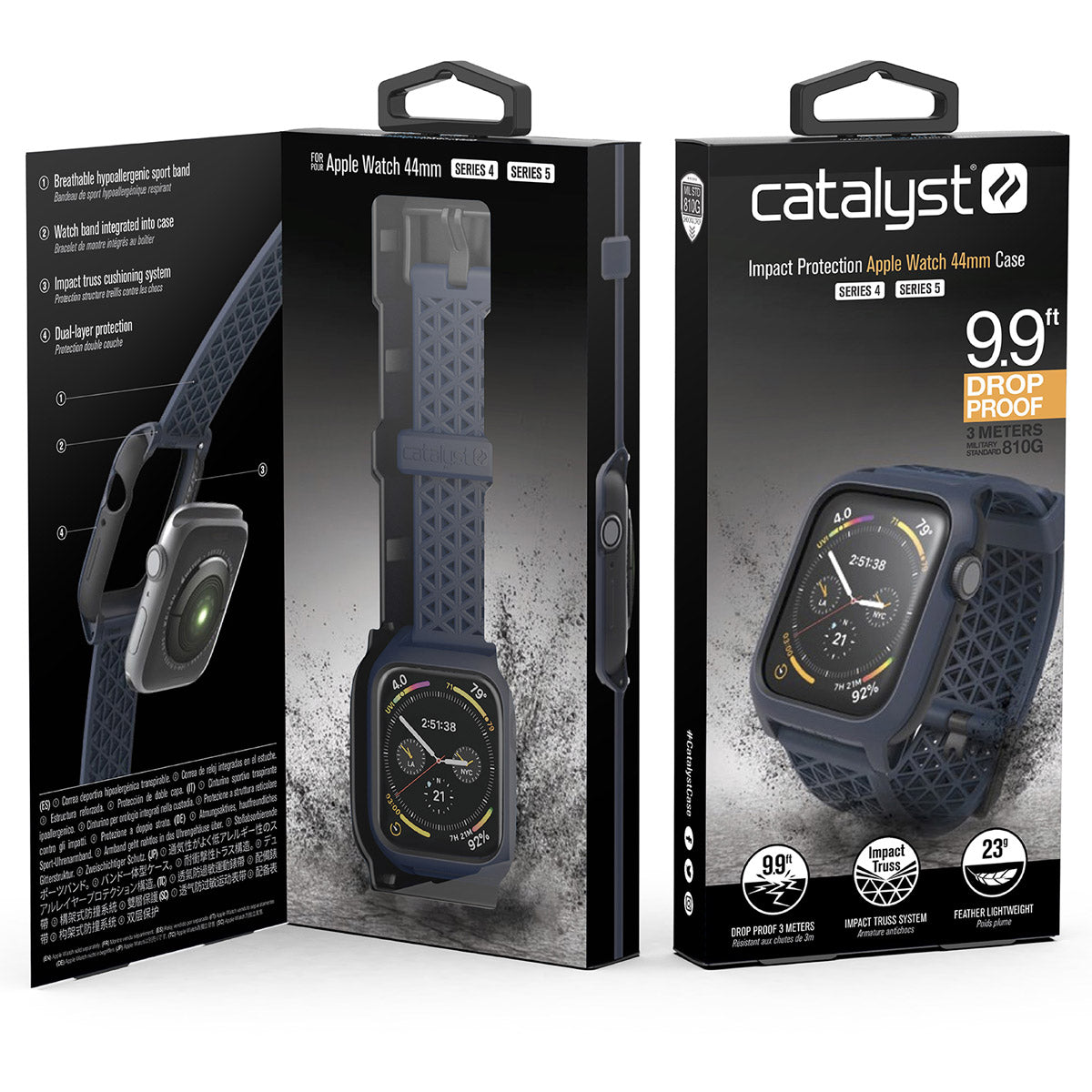 catalyst apple watch series 6 5 4 se gen 21 44mm 40mm impact protection case sport band midnight blue packaging