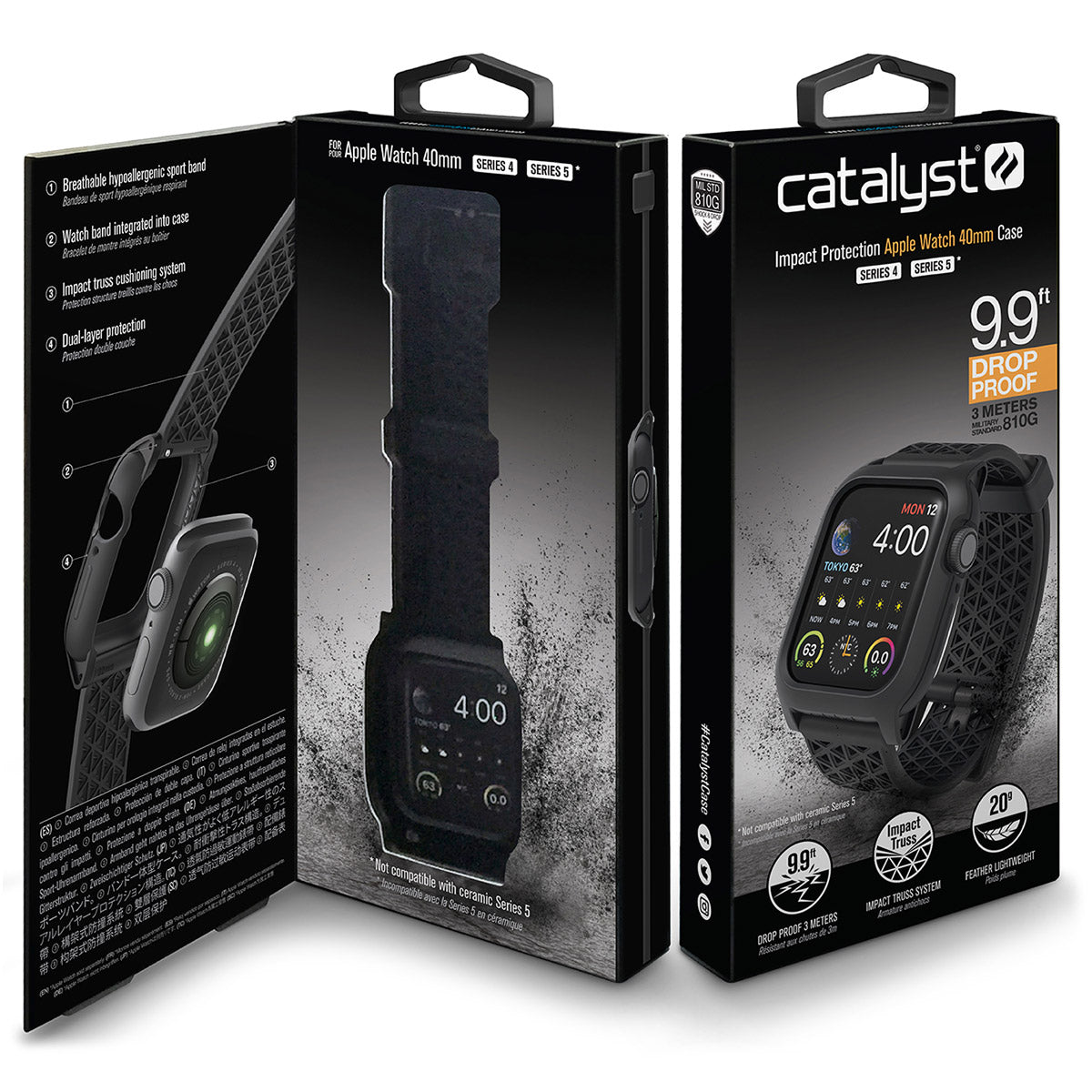 catalyst apple watch series 6 5 4 se gen 21 44mm 40mm impact protection case sport band stealth black packaging