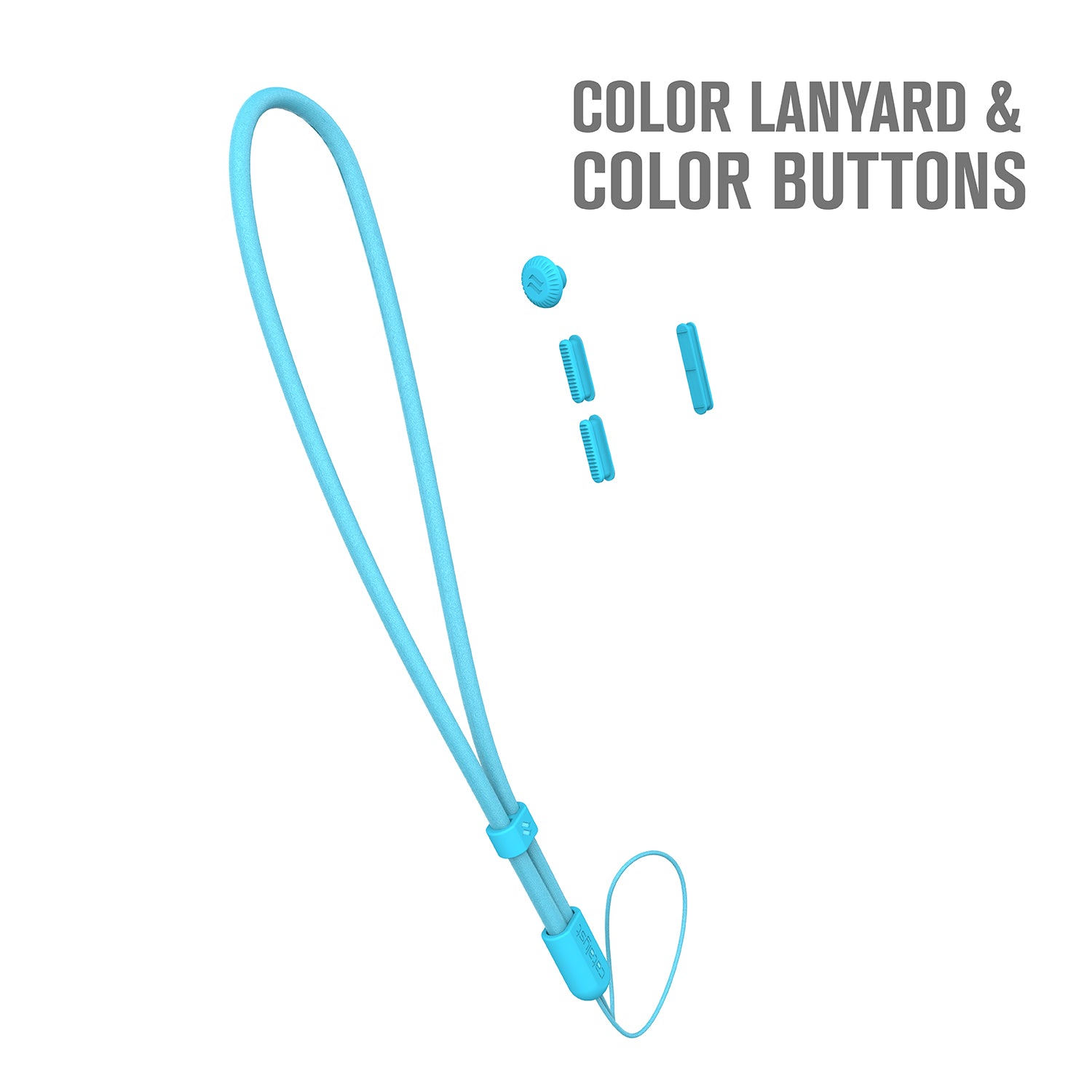 catalyst colored lanyard & buttons products itself bondi blue text reads color lanyard & color buttons