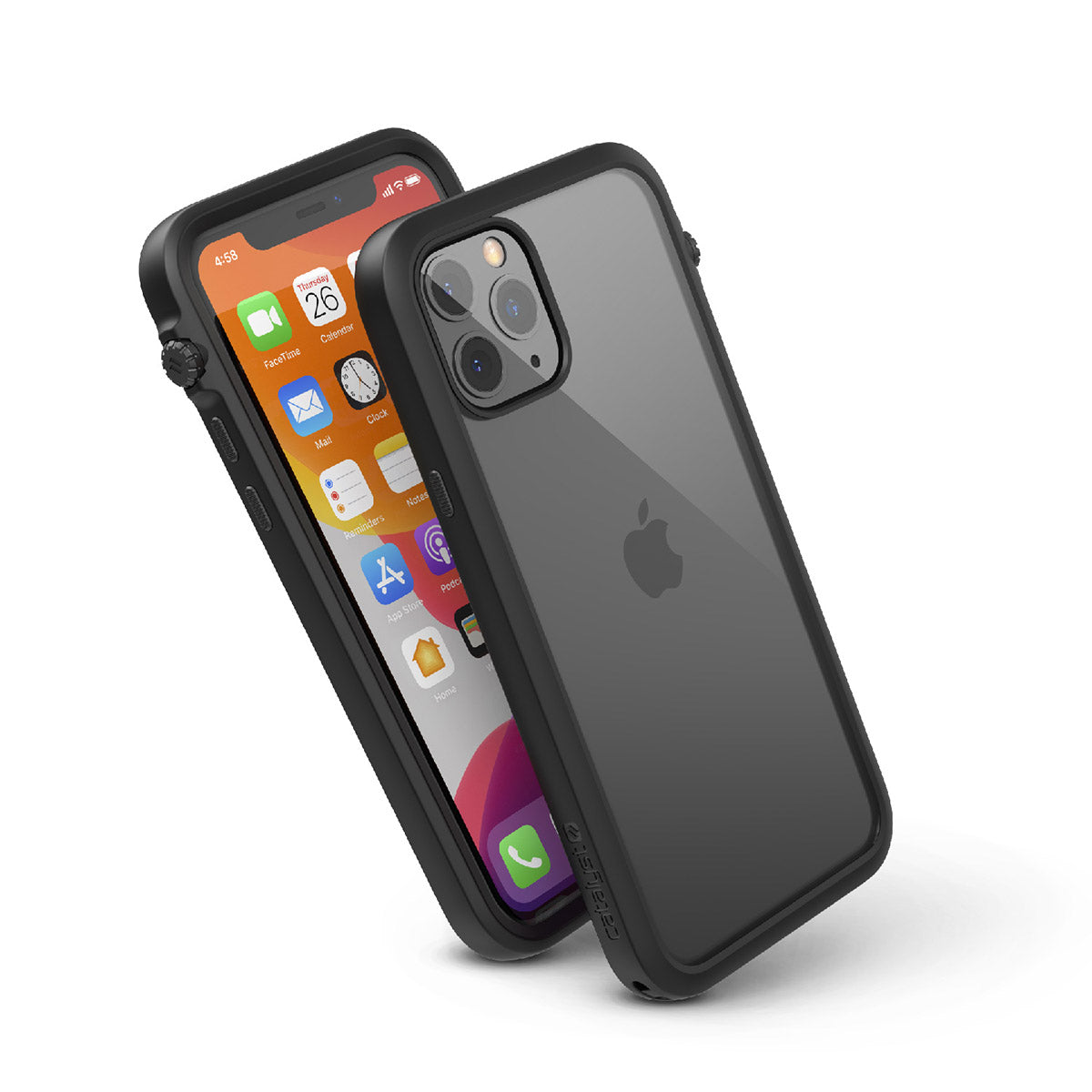 catalyst iPhone 11 series impact protection case black showing side views and buttons of the case for iPhone 11 pro
