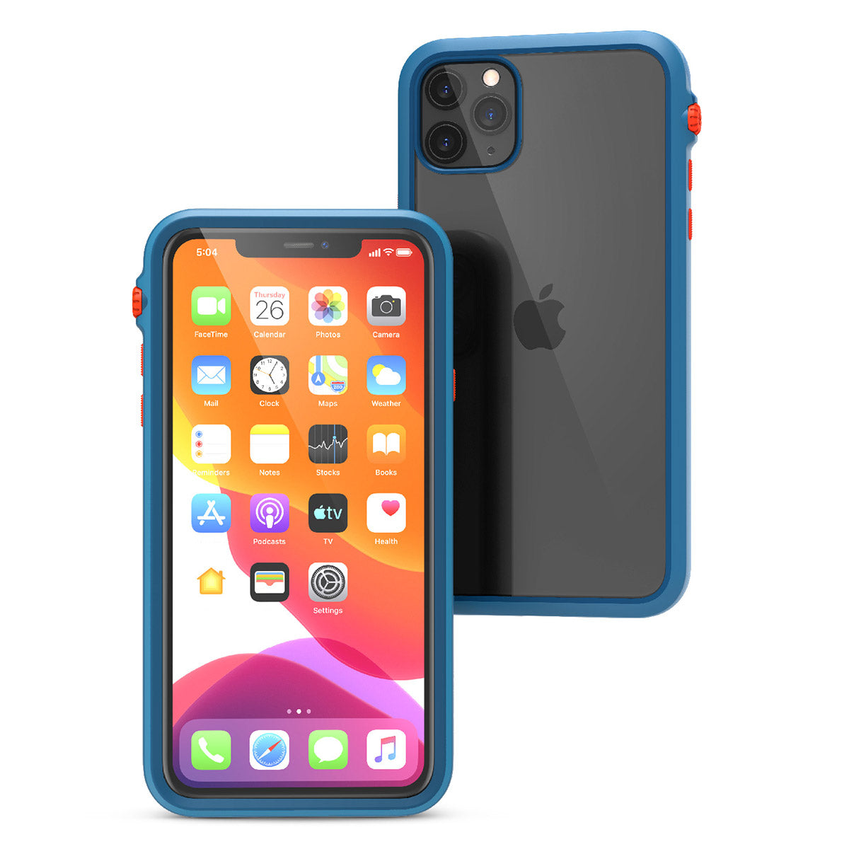 catalyst iPhone 11 series impact protection case bluerdige sunset for iPhone 11 pro max front and back view