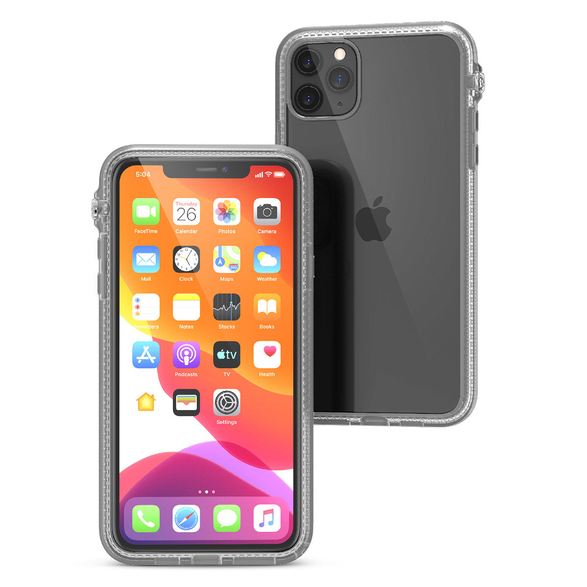 catalyst iPhone 11 series impact protection case clear for iPhone 11 pro max front and back view