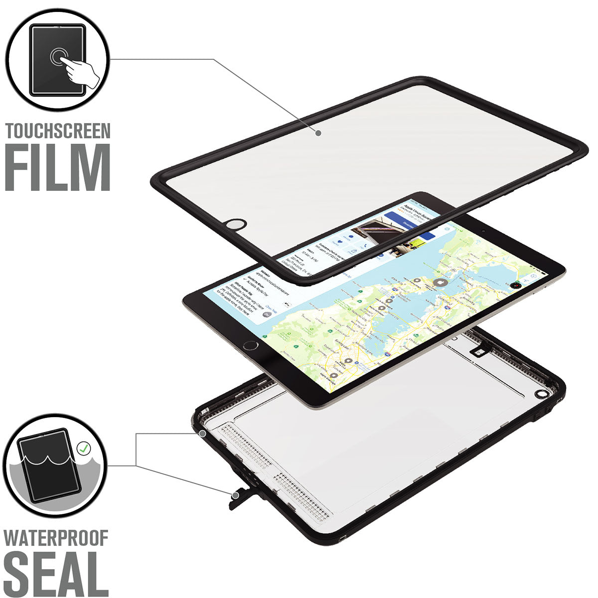 catalyst ipad air gen 3 10.5 waterproof case stealth black disassembled case with ipad text reads touchscreen film waterproof seal