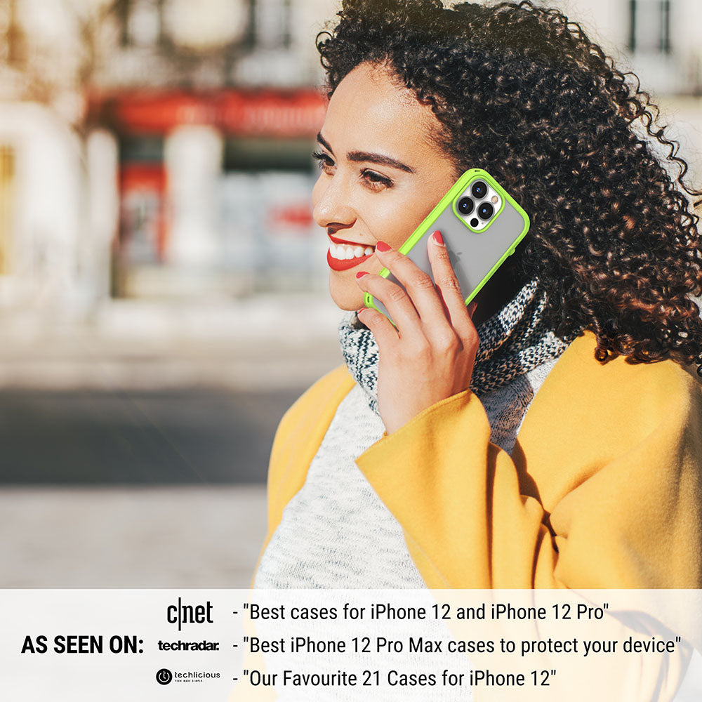 Catalyst iphone 13 series influence case in iphone 13 pro glowing in the dark colorway being used by a woman on the call text read best cases for iphone 13 and 13 pro best iphone 13 pro max cases to protect your device our favourite 21 cases for iphone 13