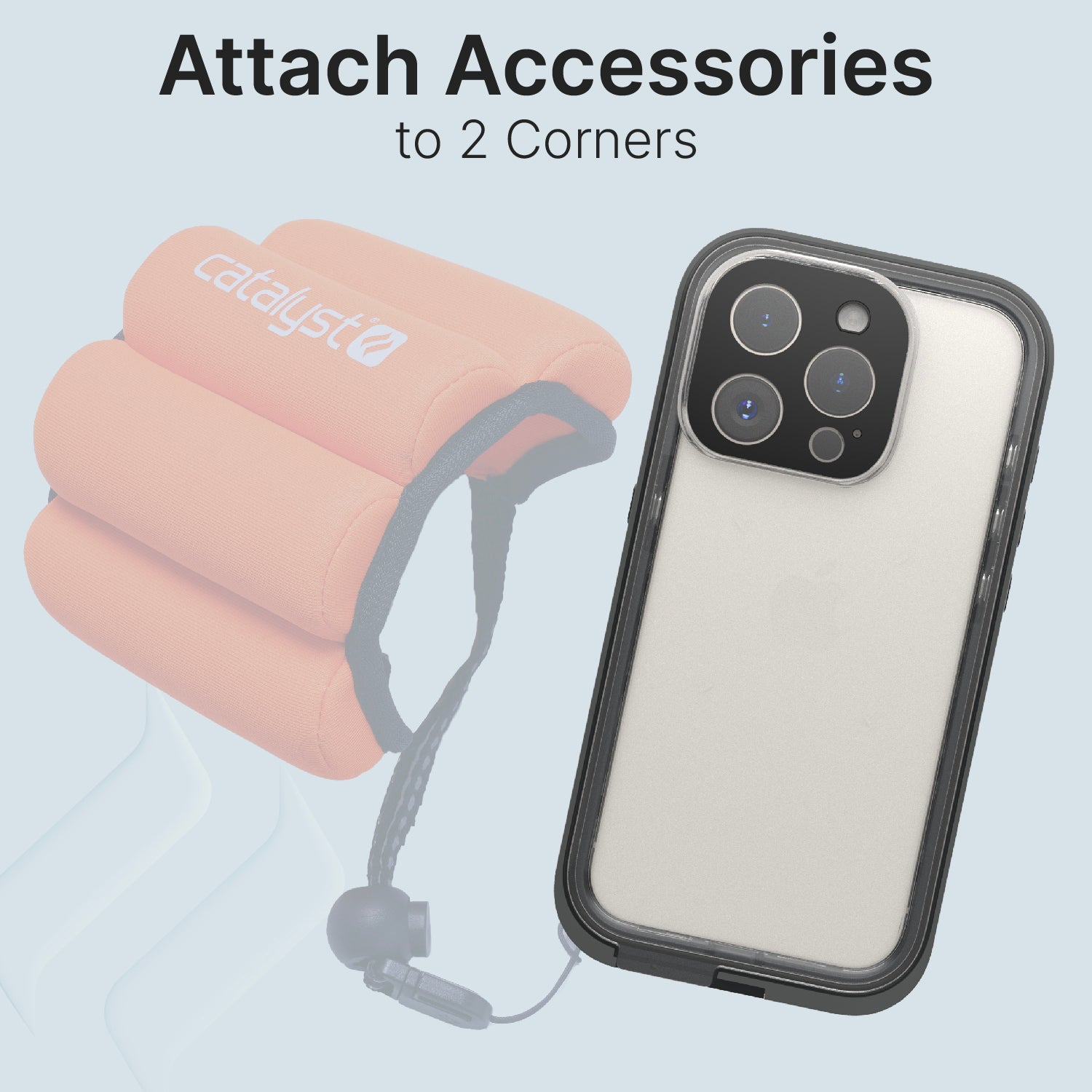 Catalyst iphone 15 pro/15 pro max waterproof case total protection iphone 15 pro-max showing the case with lanyard attached