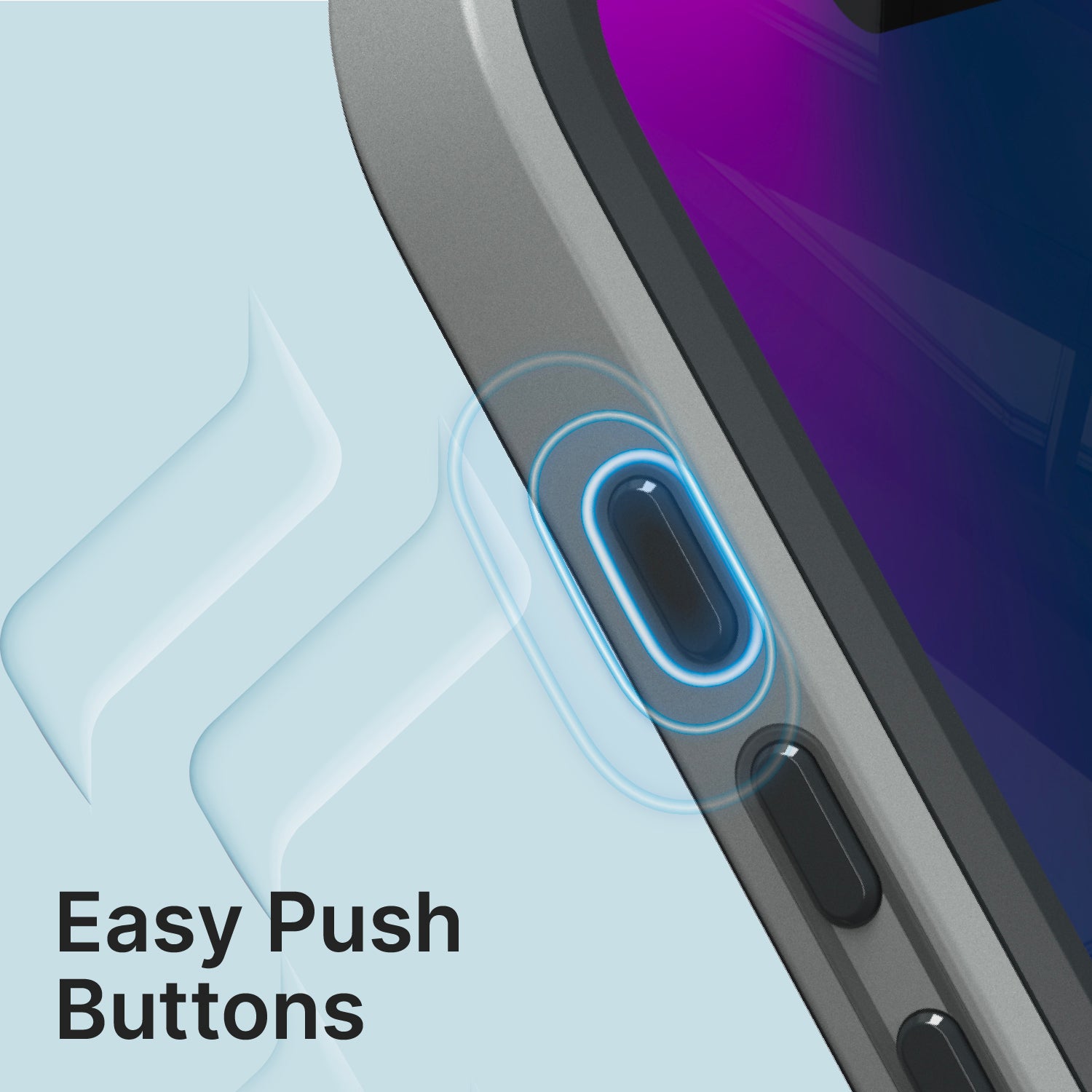 Catalyst iPhone 15 Pro waterproof case total protection showing the easy push buttons of the case