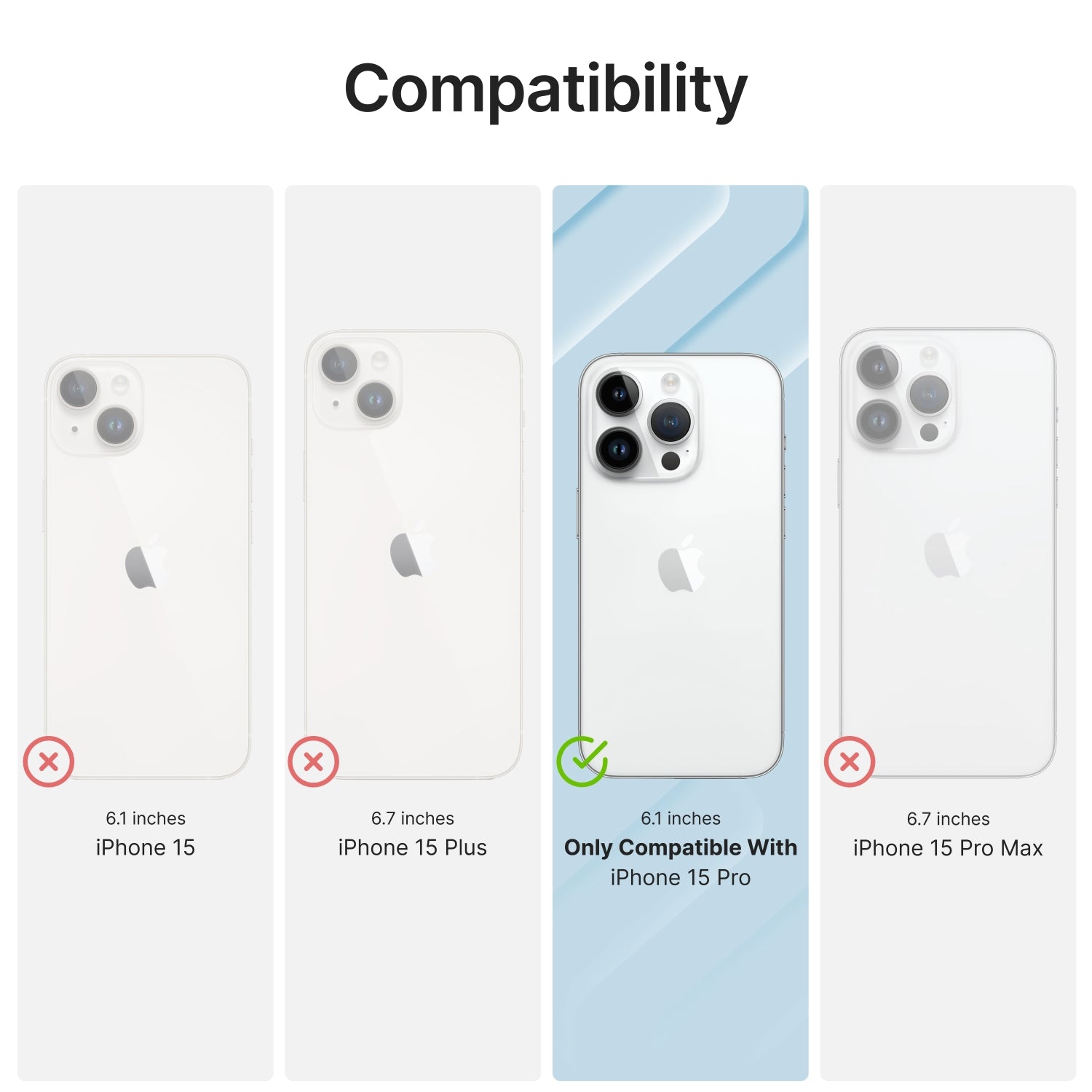 Check that your device is compatible with this case which works with iPhone 15 Pro, NOT iPhone 15, iPhone 15 Plus or iPhone 15 Pro Max.