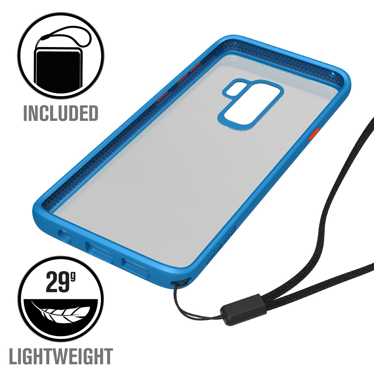 catalyst samsung galaxy s9 plus impact protection case blueridge sunset empty case with a lanyard text reads included 29g lightweight