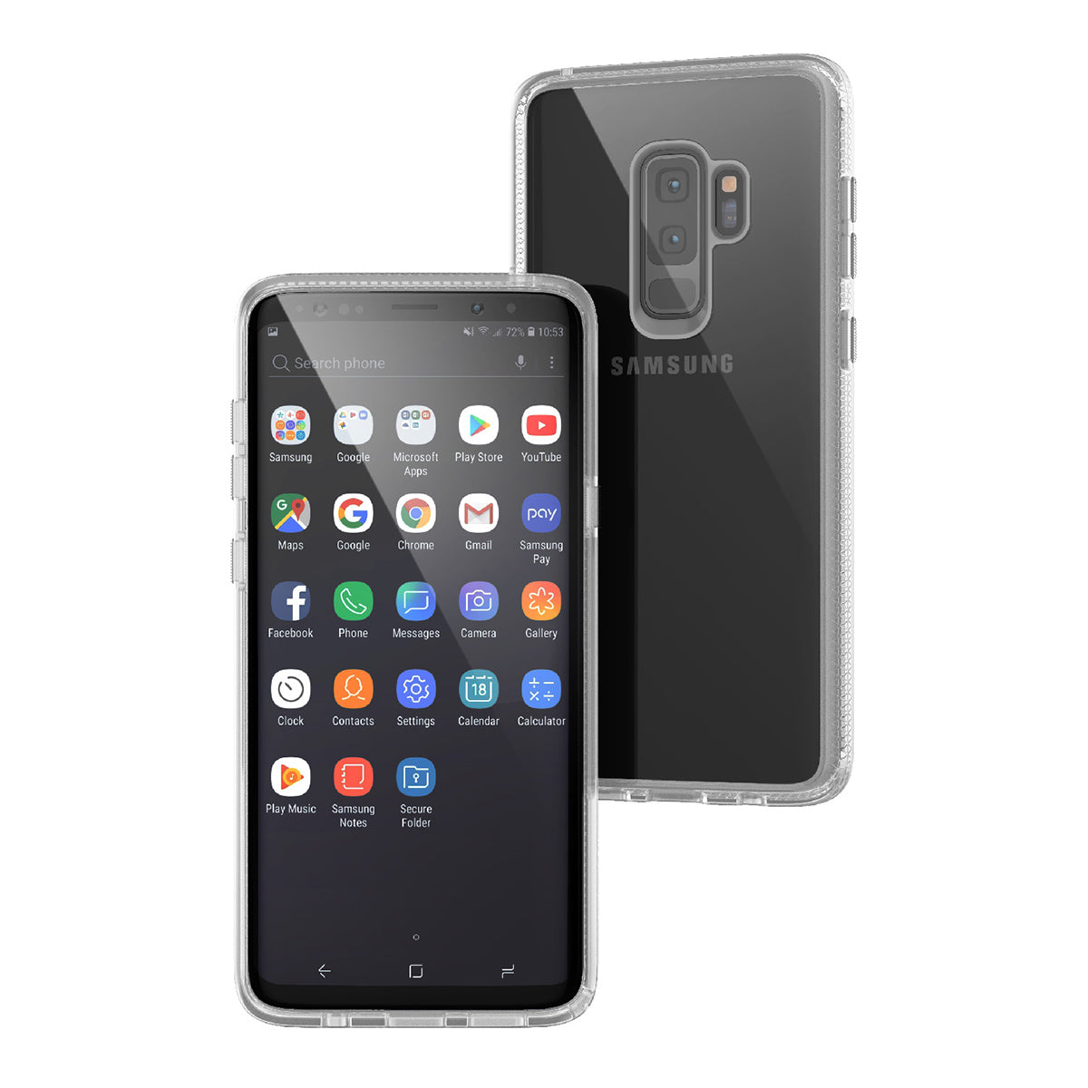 catalyst samsung galaxy s9 plus impact protection case clear front and back view