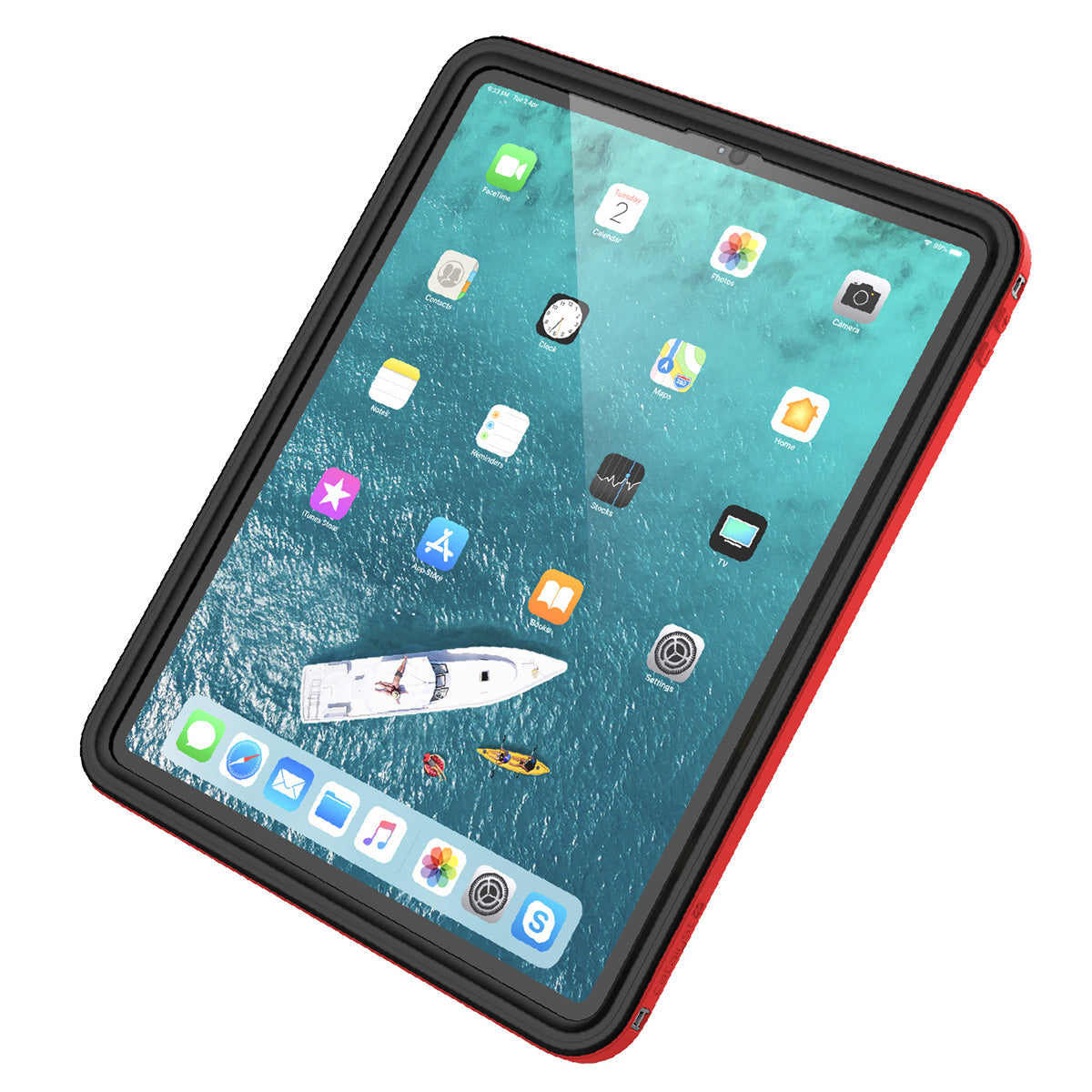 Catalyst waterproof case for ipad pro gen 3 12.9in red front view 