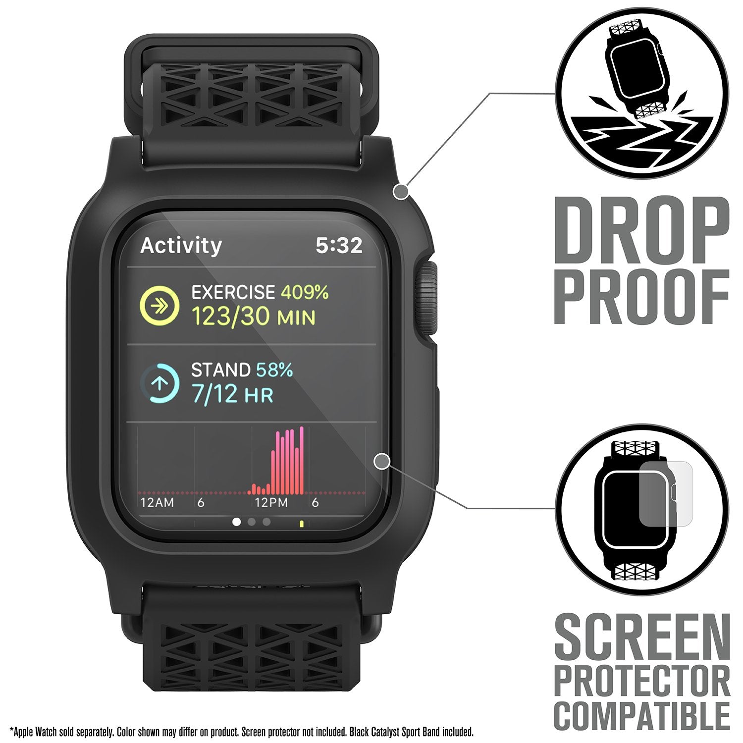 CAT40DROP5BLK | Impact Protection Case V2 for Apple Watch Series 5 & 4 - 40mm